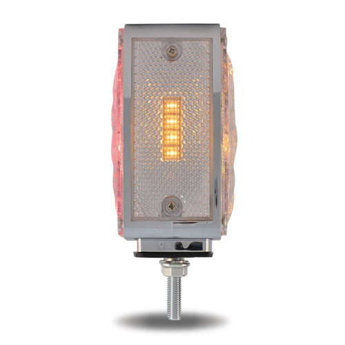 Clear Amber / Clear Red Turn Signal & Marker Double Face LED Fender Light - Passenger Side - Double Post Clear Amber / Clear Red Turn Signal & Marker Double Face LED Fender Light - Passenger Side - Double Post