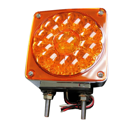 Trux Accessories Clear Amber / Clear Red Turn Signal & Marker Double Face LED Fender Light - Passenger Side - Double Post