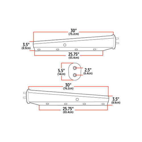 Trux Accessories Stainless Steel 30" Mudflap Hanger - 2 1/2" Bolt Spacing