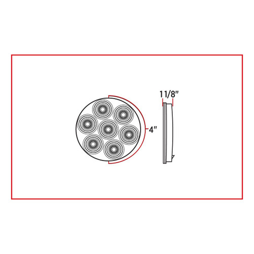 Trux Accessories TRUX 4" Clear Red Stop, Turn & Tail LED (8 Diodes) - TLED-48CR
