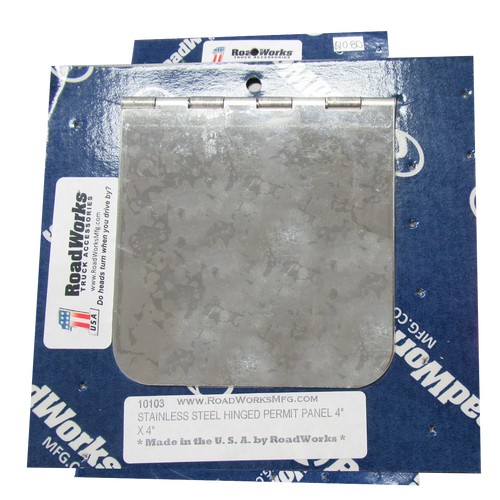 Roadworks Stainless Steel Hinged Permit Panel 4in x 4in