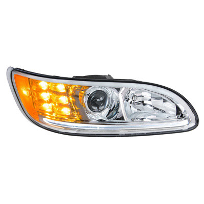 United Pacific Projection Headlight w/LED Position Light & LED Turn Signal for 2008+ PB 382/384/386/387 -Passenger