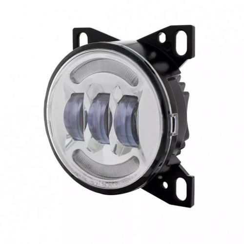 United Pacific 4 1/4" Chrome Round LED Fog Light with LED Position Light Bar for PB 579/587 & KW T660 Series