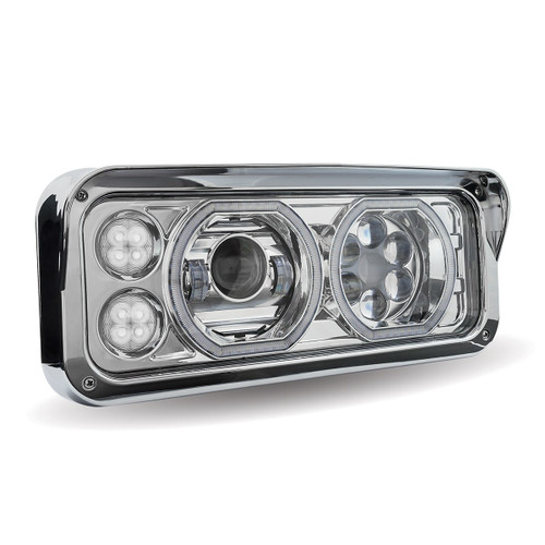 Trux Accessories Rectangular Halo LED Projector Headlight Assembly - Chrome (Passenger Side)