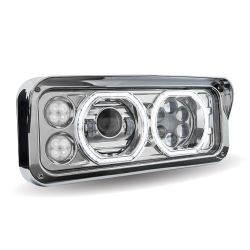 Trux Accessories Rectangular Halo LED Projector Headlight Assembly - Chrome (Passenger Side)