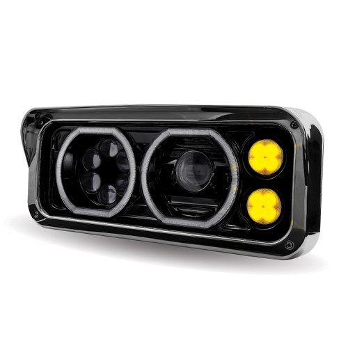 Trux Accessories Rectangular Halo LED Projector Headlight Assembly - Black (Driver Side)