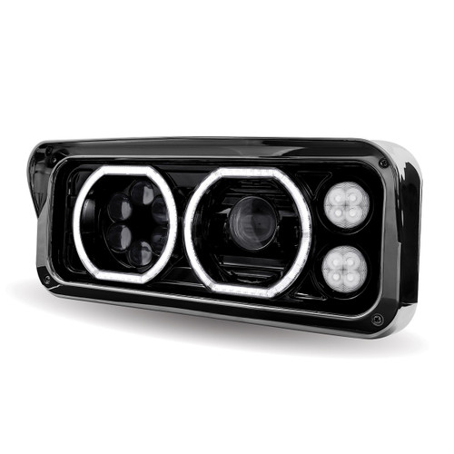 Trux Accessories Rectangular Halo LED Projector Headlight Assembly - Black (Driver Side)
