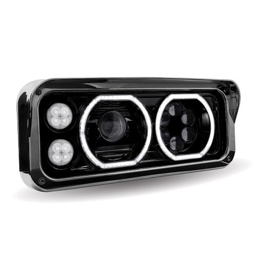 Trux Accessories Rectangular Halo LED Projector Headlight Assembly - Black (Passenger Side)