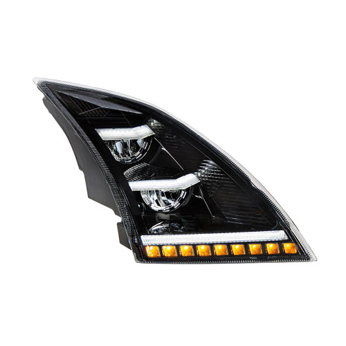 United Pacific Blackout LED Headlight with Sequential LED Signal & Position Light Bars - Passenger