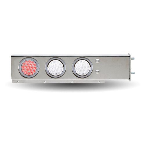 Trux Accessories Mud Flap Hanger with Flat Top & 4 x 4" Dual Revolution, 2 x 4" Clear Red LEDs & Bezels