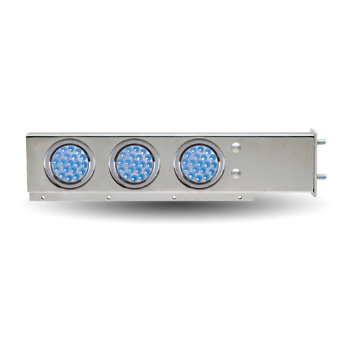 Trux Accessories Mud Flap Hanger with Flat Top & 4 x 4" Dual Revolution (Red/Blue) & 2 x 4" Clear Red LEDs & Bezels