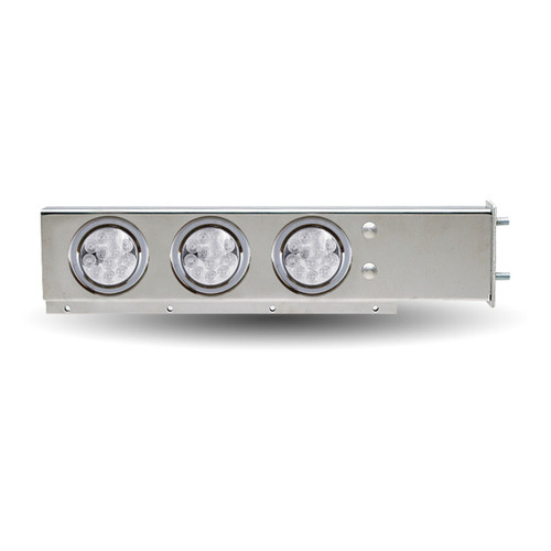 Trux Accessories Mud Flap Hanger with Flat Top & 4 x 4" Dual Revolution (Red/Blue) & 2 x 4" Clear Red LEDs & Bezels