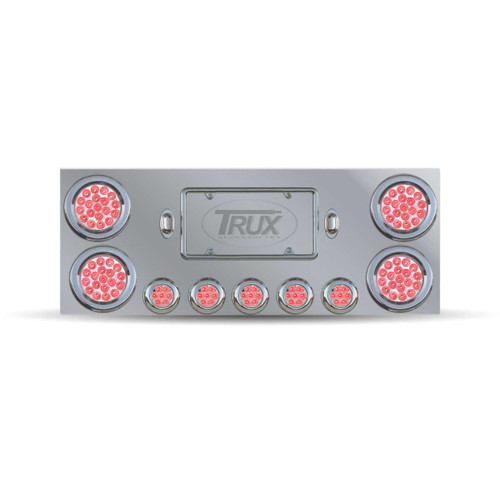 Trux Accessories Stainless Steel Rear Center Panel with 4 x 4", 5 x 2 1/2" Dual Revolution & 2 License Light LEDs