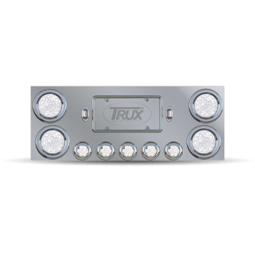 Trux Accessories Stainless Steel Rear Center Panel with 4 x 4", 5 x 2 1/2" Dual Revolution & 2 License Light LEDs