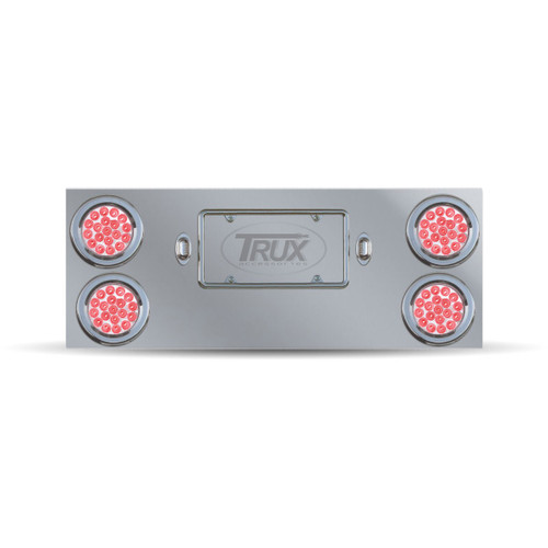 Trux Accessories Stainless Steel Rear Center Panel with 4 x 4" Clear & 2 License Light LEDs