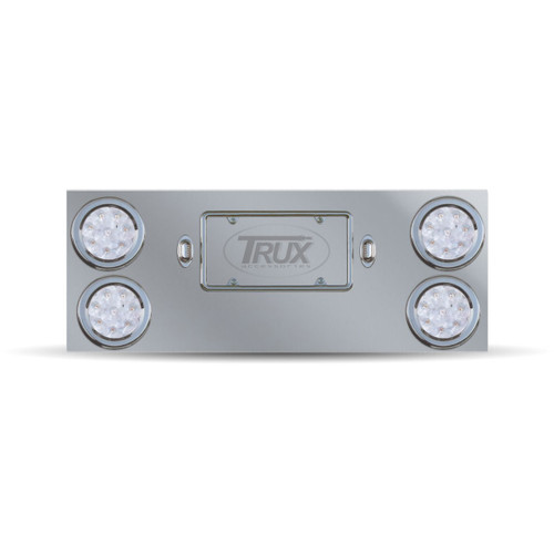 Trux Accessories Stainless Steel Rear Center Panel with 4 x 4" Clear & 2 License Light LEDs