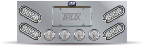 Trux Accessories Stainless Steel Rear Center Panel with 4 Oblong & 4 x 2 1/2 Clear LEDs & Bezels"