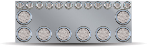 Trux Accessories Stainless Steel Wide Rear Center Panel with 9 x 4 & 12 x 2" Clear LEDs & Bezels"
