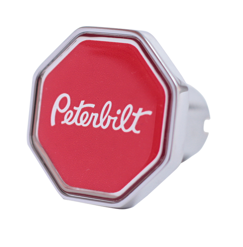 Custom Knobs Peterbilt Logo Octagon Knob - Red/Chrome