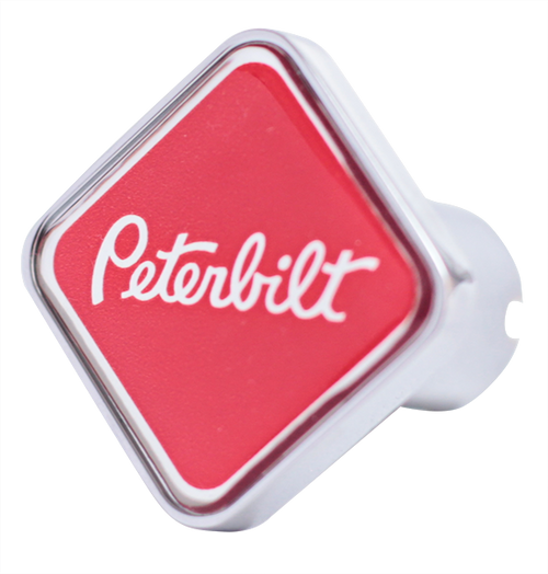 Custom Knobs Peterbilt Logo Square Knob- Red/Chrome