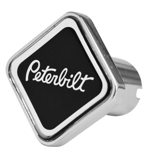 Custom Knobs Peterbilt Logo Square Knob - Black/Chrome