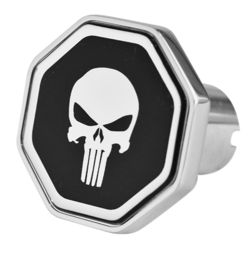 Custom Knobs Punisher Logo Octagon Knob - Black/Chrome