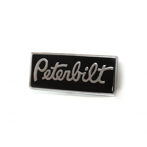 Custom Knobs Rectangular Peterbilt Emblem - Chrome/Black
