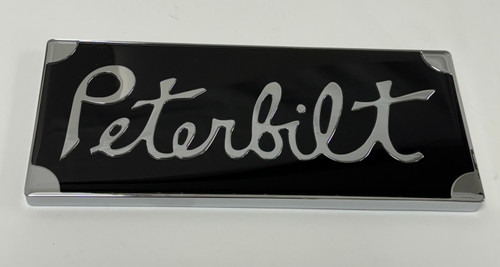 Custom Knobs Peterbilt Old Style Engraved Hood Emblem - Black Chrome