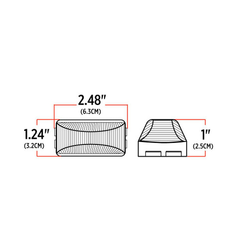 Trux Accessories 1" x 2" Amber Rectangular LED Marker Light - (6 Diodes)