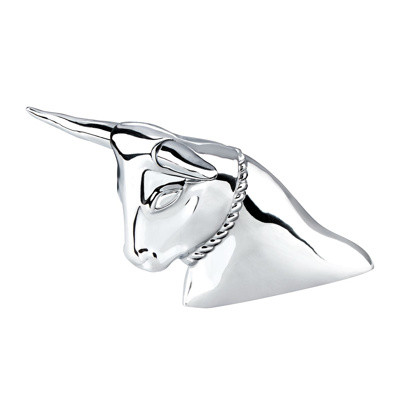 United Pacific Long Horn Bull Hood Ornament - Chrome