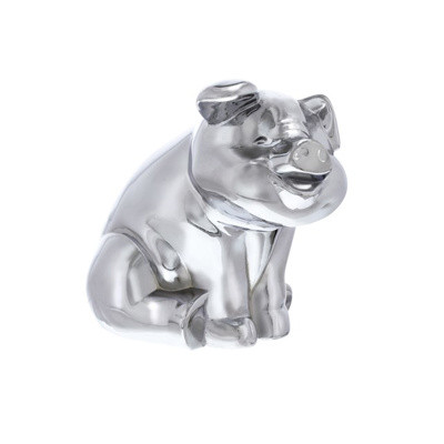 United Pacific Sitting Pig Hood Ornament - Chrome