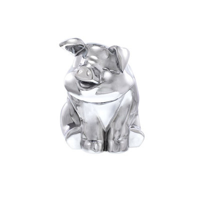 United Pacific Sitting Pig Hood Ornament - Chrome
