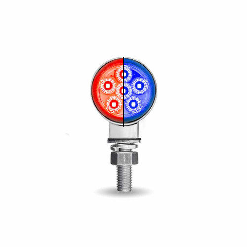 Trux Accessories TRUX Mini Round Double Face Amber/Red to Blue Marker Light (12 Diodes) - TLED-DL1XB