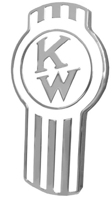 Custom Knobs Kenworth Engraved Old Style Hood Emblem  - White