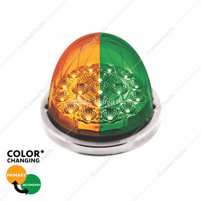 United Pacific 17 LED Double Fury Watermelon Light with Low Profile Stainless Steel Bezel - Amber/Green