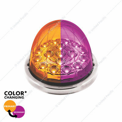 United Pacific 17 LED Double Fury Watermelon Light with Low Profile Stainless Steel Bezel - Amber/Purple