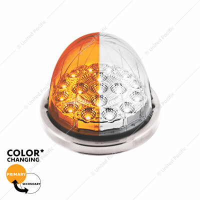 United Pacific 17 LED Double Fury Watermelon Light with Low Profile Stainless Steel Bezel - Amber/White
