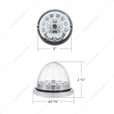 United Pacific 17 LED Double Fury Watermelon Light with Low Profile Stainless Steel Bezel - Red/Blue