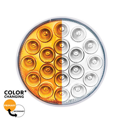 United Pacific 19 LED 4" Round Double Fury Light with Clear Lens - Amber/White