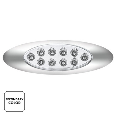 United Pacific 10 LED Oval Double Fury Light with Clear Lens and Chrome Bezel - Amber/White
