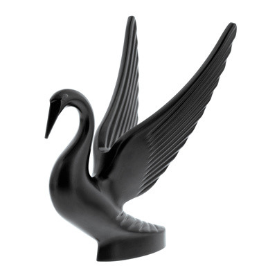 United Pacific Matte Black Swan Hood Ornament