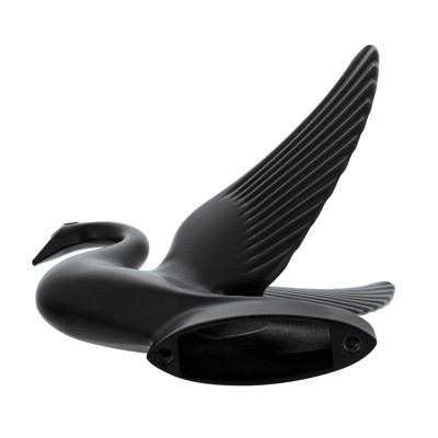 United Pacific Matte Black Swan Hood Ornament