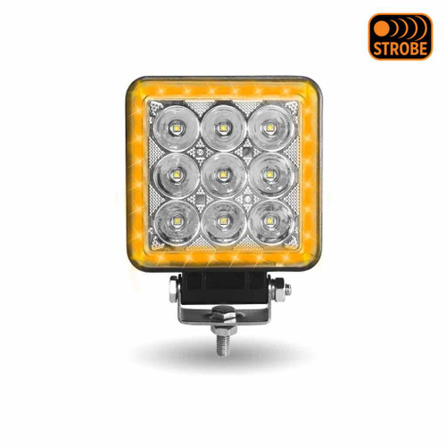 Trux Accessories Square Work Light with 360 Degree Side Diodes and Amber Strobe
