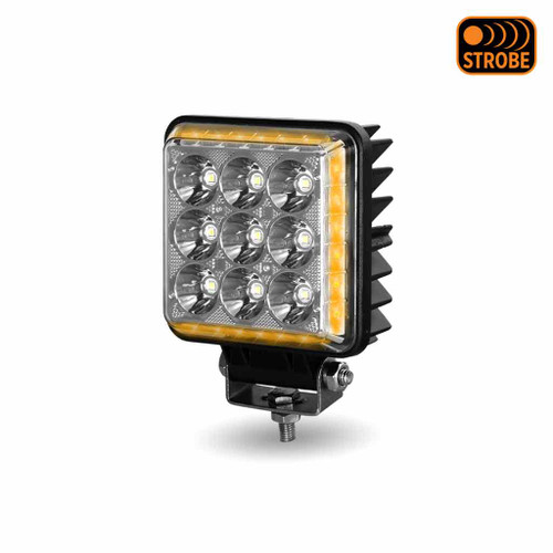 Trux Accessories Square Work Light with 360 Degree Side Diodes and Amber Strobe