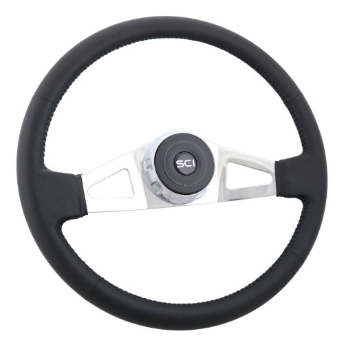 Steering Creations 18" Black Leather Steering Wheel- Manchester