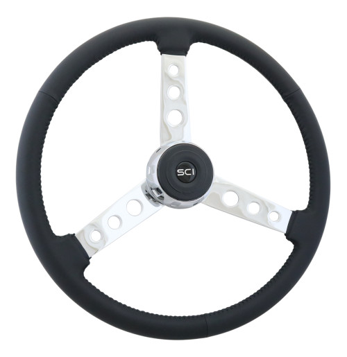 Steering Creations 20" Black Leather Rim Steering Wheel- "Old School"