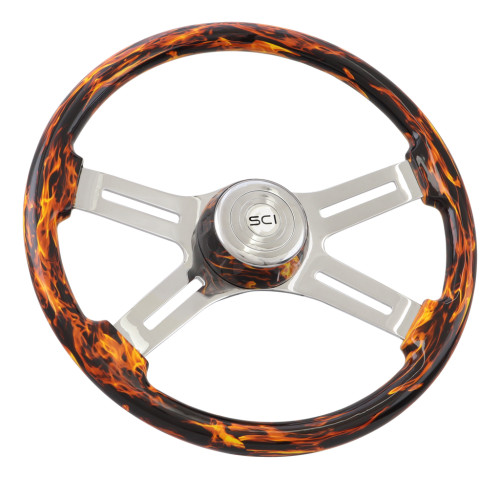 Steering Creations 18" Printed Wood Steering Wheel- "Classic Inferno Red"