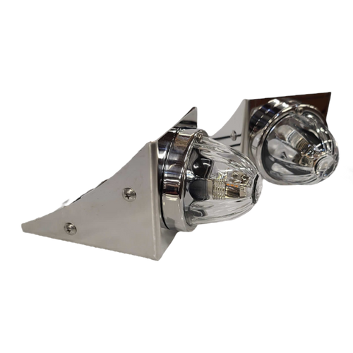 JML Kustoms Stainless Peterbilt Fuel Tank Bracket with (1) Watermelon Light (Pair)