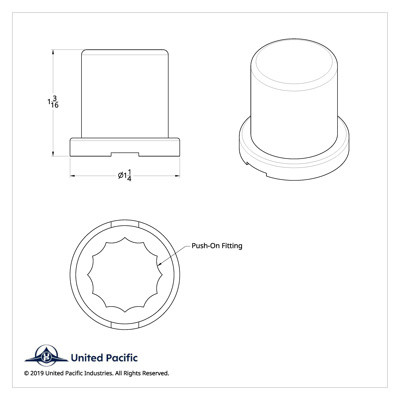 United Pacific 3/4" X 1-1/4" Chrome Plastic Flat Top Nut Covers - Push On (10 Pack)