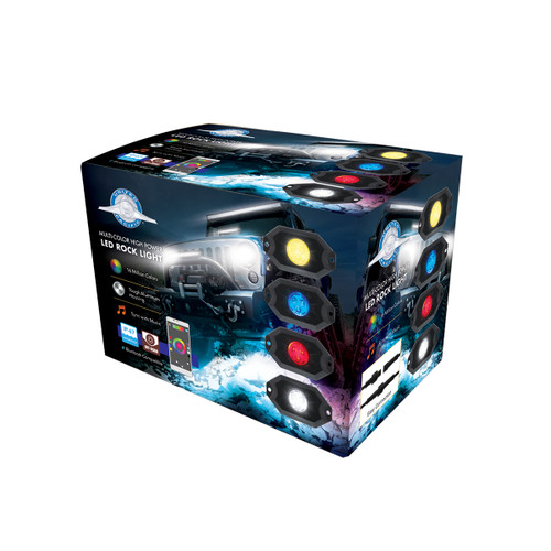 United Pacific RGB Multi-Color Rock Light Kit - 500 Lumen (4 Piece)